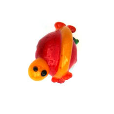 Lampwork - Yellow snake on a red bead