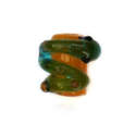 Lampwork - Green snake on a tubular yellow bead