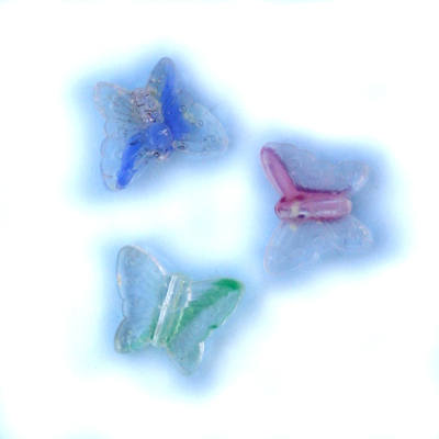Glass butterfly shaped beads (3 Pack) - Blue, Pink, and Green