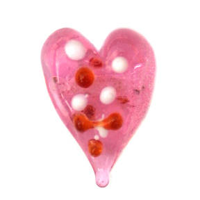 Glass heart bead - Pink
