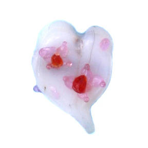 Glass heart bead - White