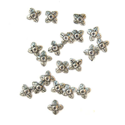 Metal silver coloured bead end caps(20 pack)