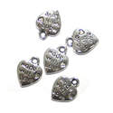 Made with love charms - Metal - Silver coloured- Pack of 5