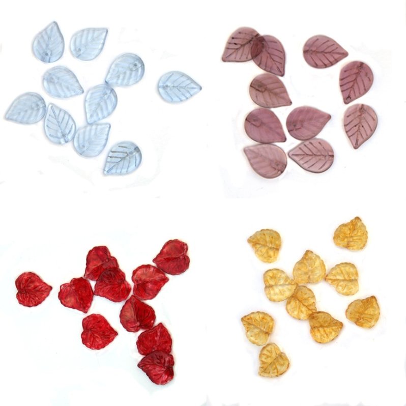 glass leaf beads group opt