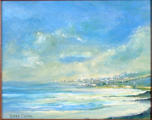 Vue de Cote de L'Atlantique, oil on board, signed Henri Claudel, c1970.