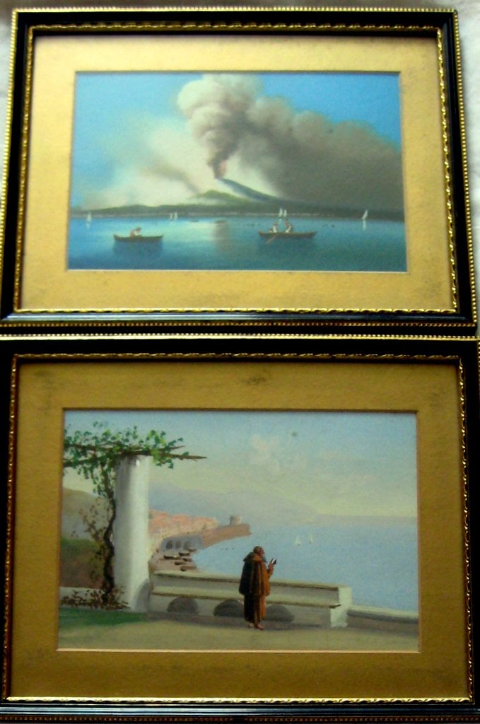 A. Coppola, a pair gouache studies, Bay of Naples and Amalfi, c1890.