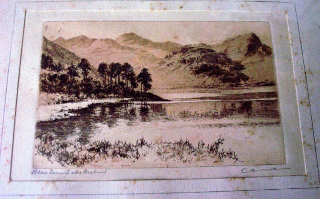 C. Dickens, Blae Tarn and Langdale Pikes, Lake District, etching, c1890.