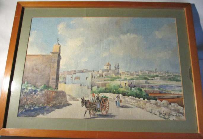 Joseph Galea, aka Jos Galea, Casal Gharghur, watercolour, signed and titled, 1970.