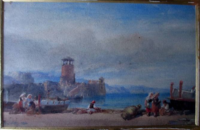 WL Leitch, Coast scene with Figures, watercolour, signed, 1882.