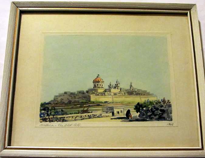Joseph Galea, aka Jos Galea, Mdina, watercolour, signed, 1968.