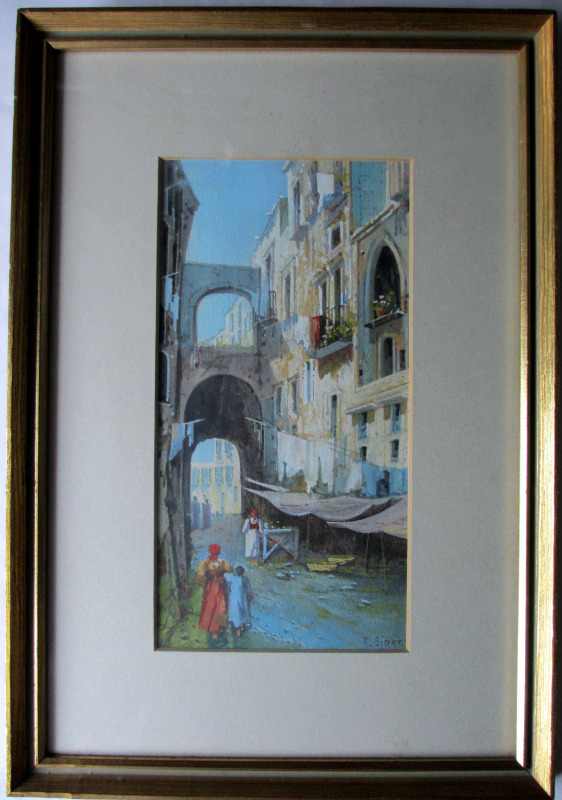 Y Gianni, Italian, Neapolitan Street, watercolour gouache, signed, c1900.