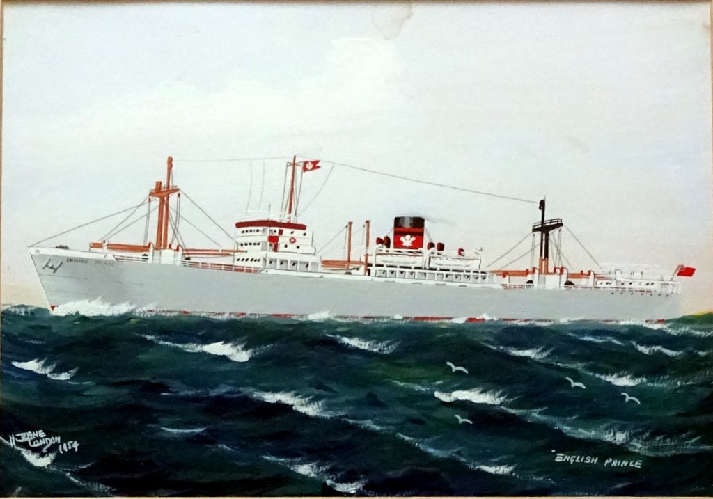 mv English Prince, gouache, titled, signed and dated, H Crane 1954.