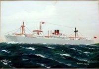 mv English Prince at Sea, gouache, titled, signed H Crane London 1954. 