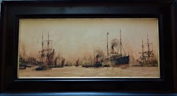 Above Greenwich, Charles Dixon, colour lithograph of watercolour signed Charles Dixon 09. 1909. Original frame. c1920.  SOLD  10.06.2017 