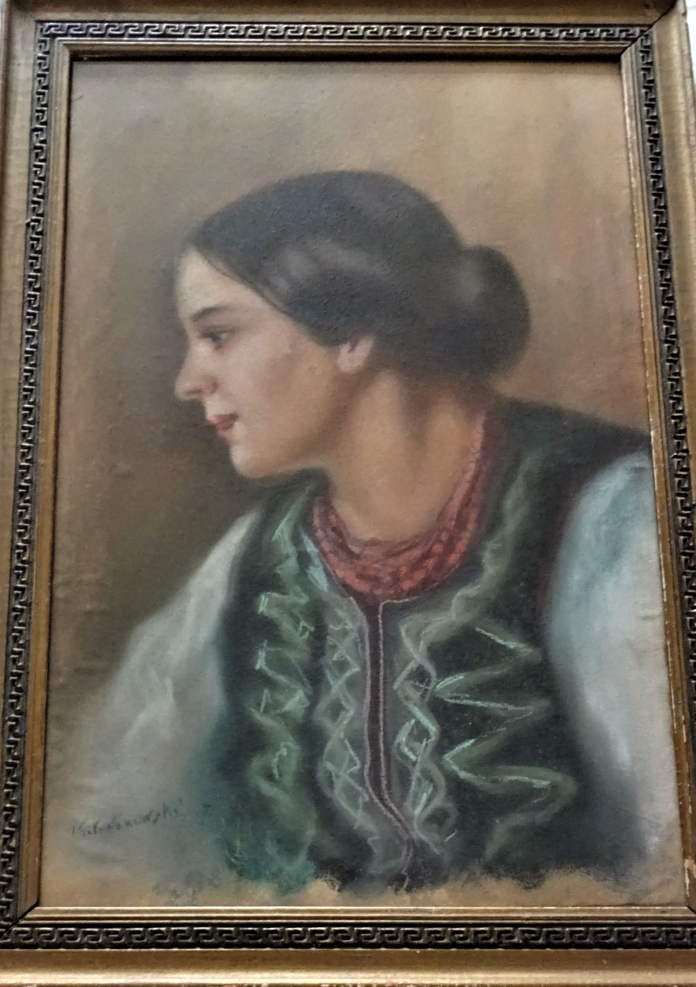 Portrait of an Eastern European Woman, pastel on paper, signed Kokoshenski, c1920. Framed.