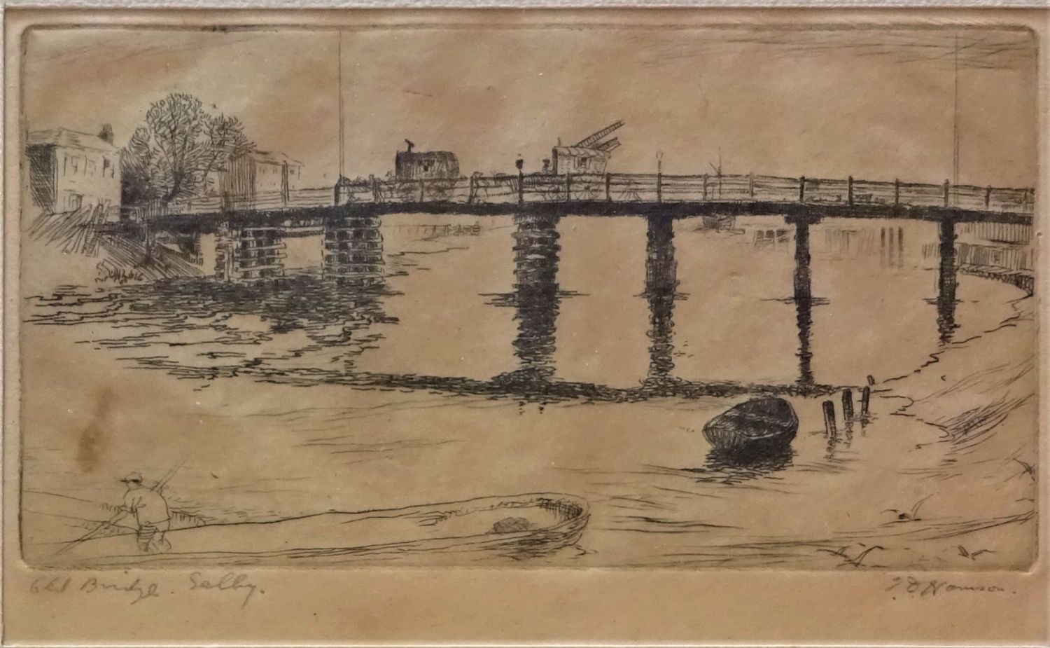 Old Bridge Selby, etching,  c1920.