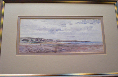 EXTENSIVE COASTAL SCENE, PEN, INK AND WATERCOLOUR BY SIR HENRY RUSHBURY c19