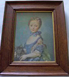 THE GIRL WITH A CAT BY JEAN BAPTISTE PERRONNEAU FRAMED PRINT