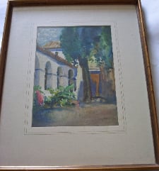 COURTYARD OF CORDOBA CATHEDRAL SIGNED BY JOHN MILNE PURVIS DATED 1934 FRAME
