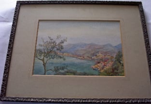 Portofino Velta, Italian coastal scene by Eleanor F. Andrew, watercolour on