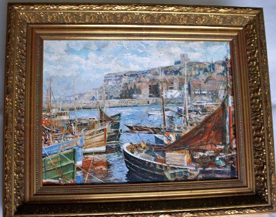 Whitby, East Cliff, oil on canvas, signed by artist A.F. Watson c1960. SO