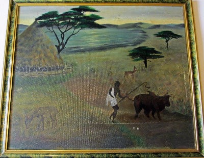 Taking bullock to the field, oil on canvas, signed A. Ortega, 1972. SOLD.