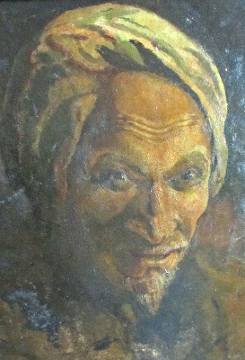 Portrait study of an Oriental male, oil on board, signed Hugh Evans. c1900.