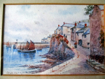 Newlyn Harbour, signed T.H. Victor c1930. SOLD.