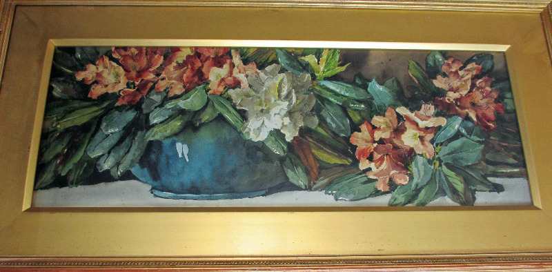 Still-life study of Rhododendrons signed A. Dudley, c1895.