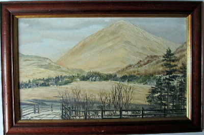 Tyndrum, with its guardian Beinn Odhar, oil on board, signed Colin MacRae 4