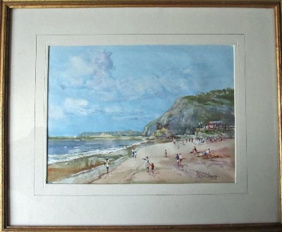 Sidmouth, Devon. watercolour signed Michael Crawley c1985.