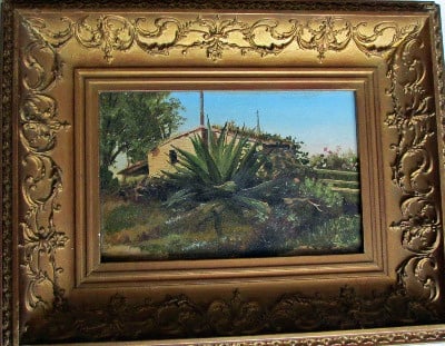 Spanish Yucca, oil on board, signed monogram J.E.R., c1920.