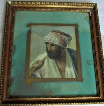 Arabian portrait study, watercolour on card, unsigned. c1900.   SOLD.