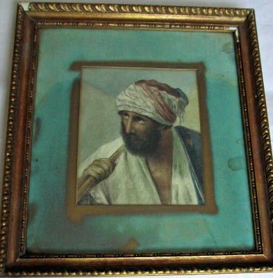 Arabian portrait study, watercolour on card, unsigned. c1900. SOLD.