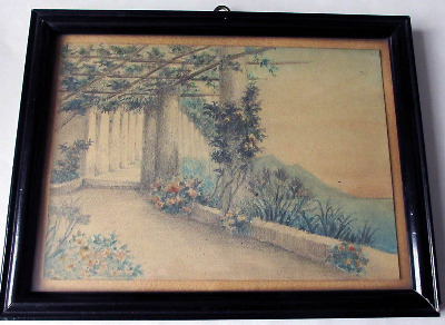 Continental Terrace View, graphite and watercolour on paper, unsigned, c190