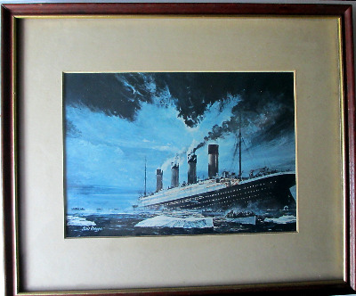 Sinking of Titanic by Chris Mayger, 14/15 April 1912, print. Framed and gla