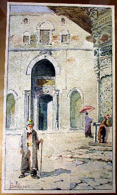 Cairo Street Scene, watercolour on paper signed T. Baldasar. c1900.