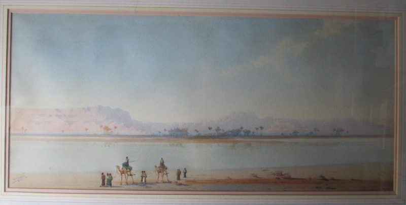 Along the Banks of the Nile, watercolour on paper, signed Augustus Osborne Lamplough, c1900.
