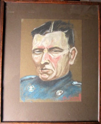 Commandant, pastel on paper, signed Jan Bessell. 20th C East European Schoo