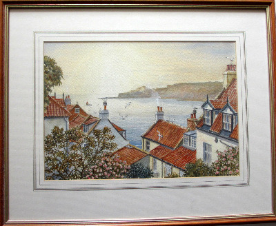 Runswick Bay, North Yorkshire, watercolour on paper, signed Sam Burden. SO