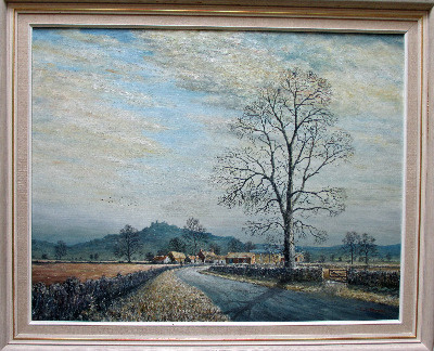 Belvoir Castle from the Vale of Belvoir, oil on board, signed Sam Burden. F