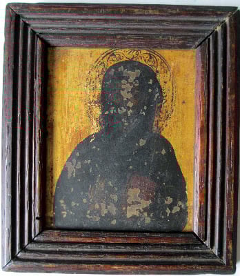 Iconic Study of a Saint, oil on copper panel, 19th Century Eastern Orthodox