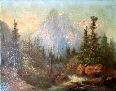 Rosenlaui Glacier and Wetterhorn, oil on canvas, signed F. Sommer (Ferdinan