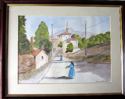 Italian Nunnery Scene, watercolour on paper, signed Barrrie Middleton. c198
