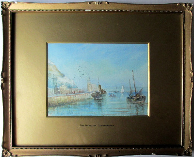 The Harbour, Scarborough, watercolour on paper, signed Austin Smith, 1923.