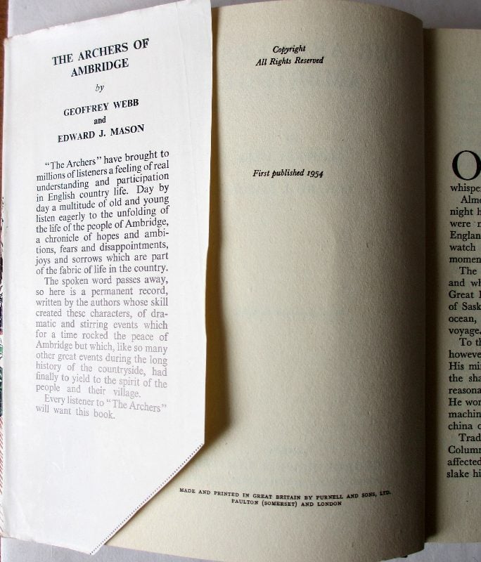 The Archers Of Ambridge By Geoffrey Webb And Edward J Mason First Edition 1954 Sold 26112014 4144