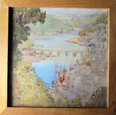 Looe, Cornwall, watercolour on paper, signed E.W. Gregory 1910. SOLD.