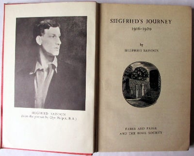 Siegfried's Journey 1916-1920 by Siegfried Sassoon, 1945. First Edition.