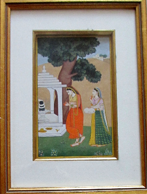 Shiv Puja, gouache on paper, 20th C Indian School. c1960.