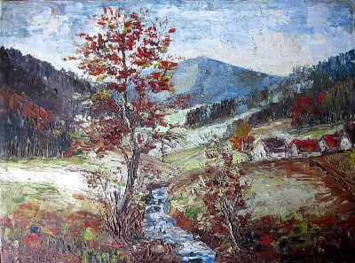 Der Schwarzwald, impasto oil on canvas, signed R. Seidel, 69.